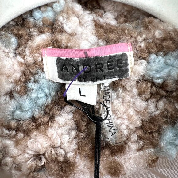 Andree By Unit Faux Fur Leopard Print Teddy Cropped Jacket Size Large NWT - Picture 10 of 12